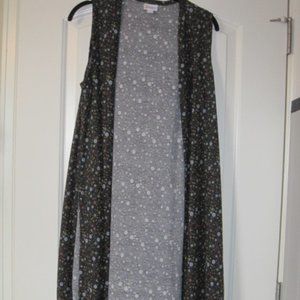 Lularoe Grey Floral Joy Vest